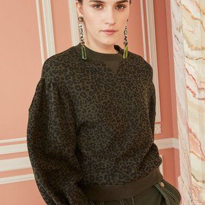 NWT Ulla Johnson Lula Pullover Forest Leopard XL